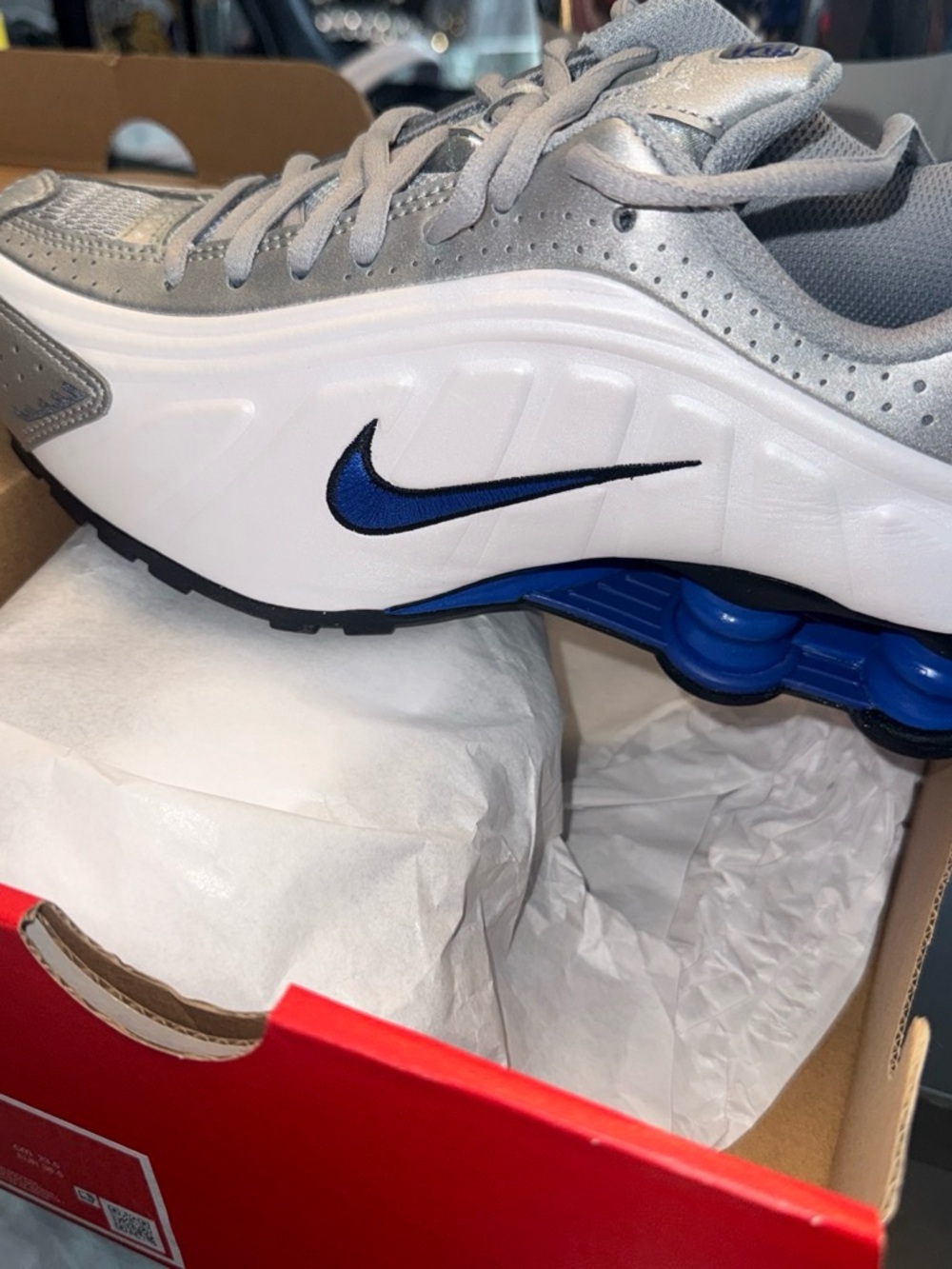 Nike Youth Silver/Blue Running Sneakers with White Midsole